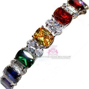 Multi Color Clear Dressy CZ Arm Candy Rainbow in the Sky Gala Prom Bracelet